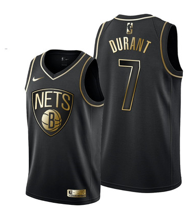 Men's Brooklyn Nets #7 Kevin Durant Black NBA 2019 Golden Edition Stitched Jersey Men's Brooklyn Nets #7 Kevin Durant Black NBA 2019 Golden Edition Stitched Jersey